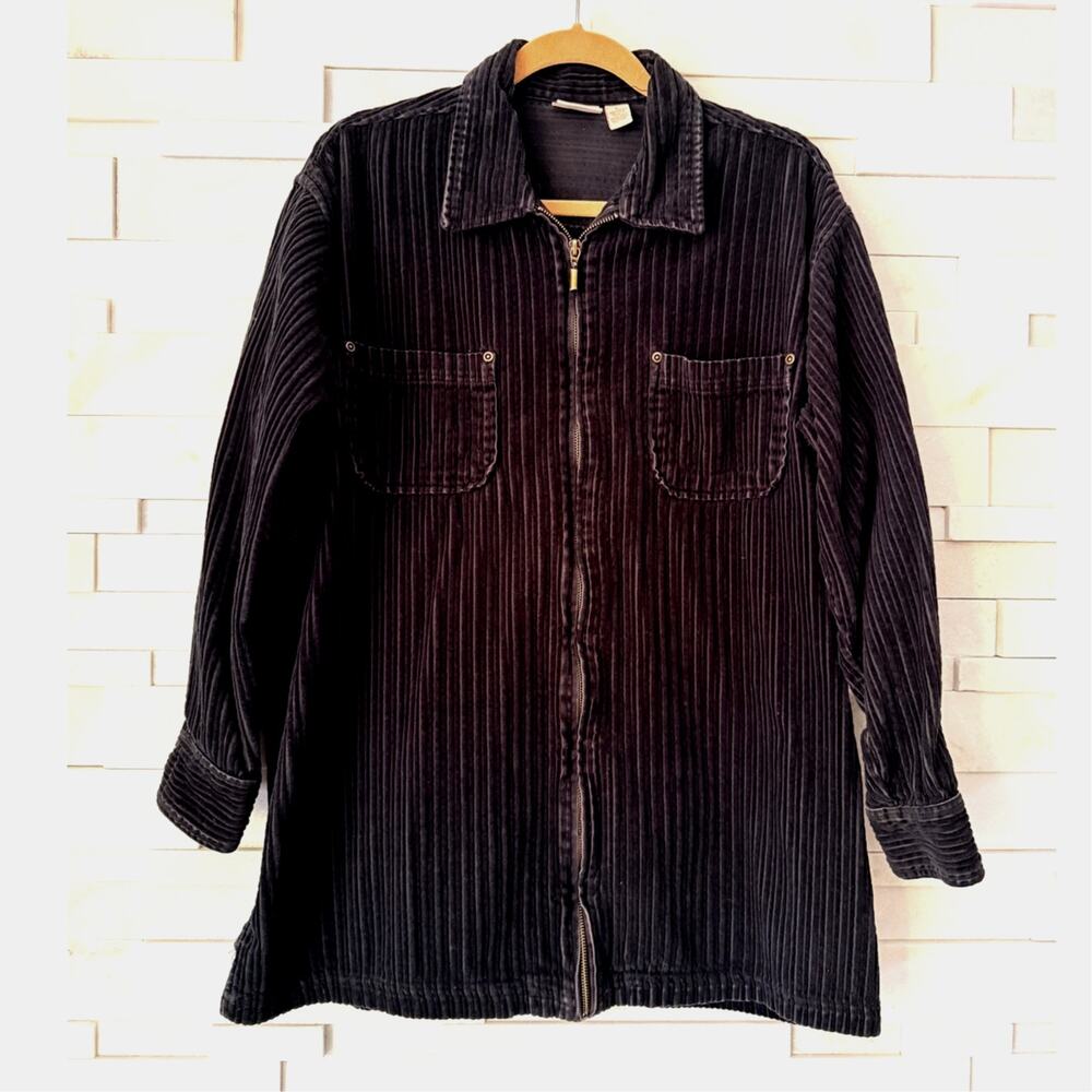 CROSSROADS Vintage 100% Cotton Corduroy Full Zip Jacket  90s Grunge Navy Blue L